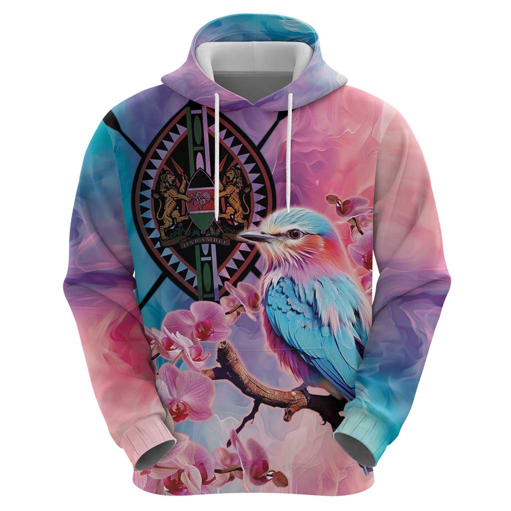 Kenya Lilac-Breasted Roller Hoodie Coat Of Arms Mix Orchid LT14