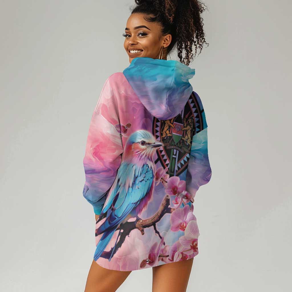 Kenya Lilac-Breasted Roller Hoodie Dress Coat Of Arms Mix Orchid LT14