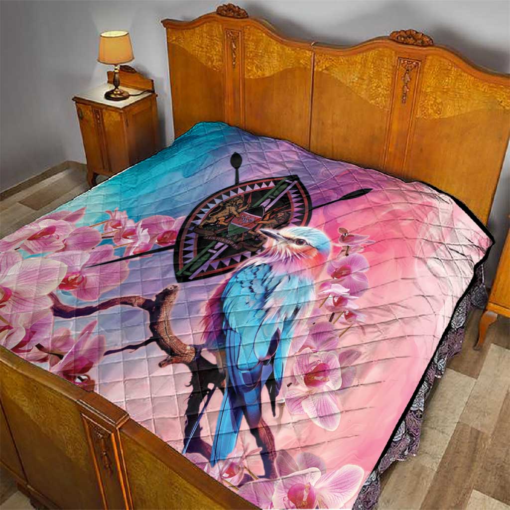 Kenya Lilac-Breasted Roller Quilt Coat Of Arms Mix Orchid LT14