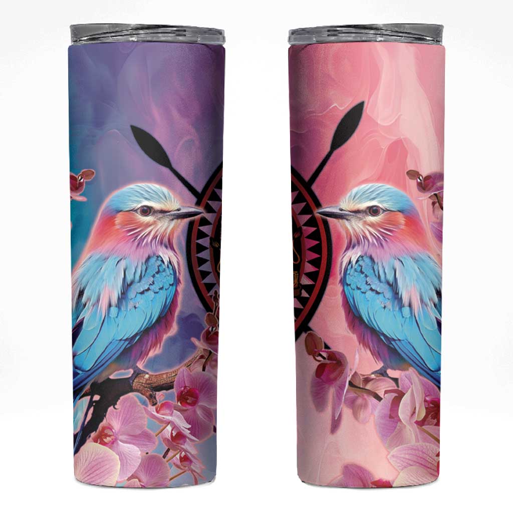 Kenya Lilac-Breasted Roller Skinny Tumbler Coat Of Arms Mix Orchid LT14