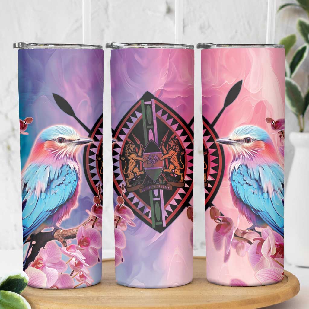 Kenya Lilac-Breasted Roller Skinny Tumbler Coat Of Arms Mix Orchid LT14