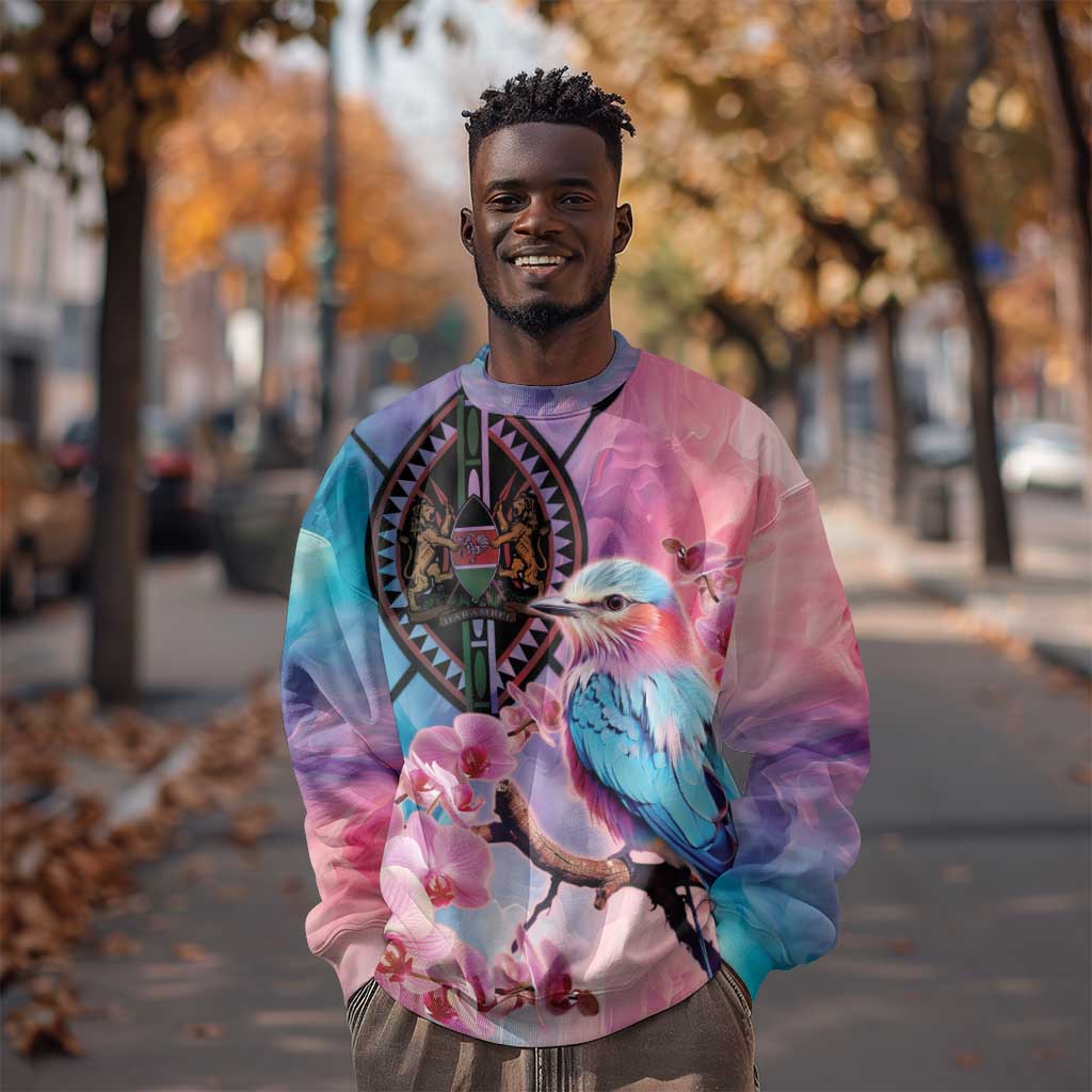 Kenya Lilac-Breasted Roller Sweatshirt Coat Of Arms Mix Orchid LT14
