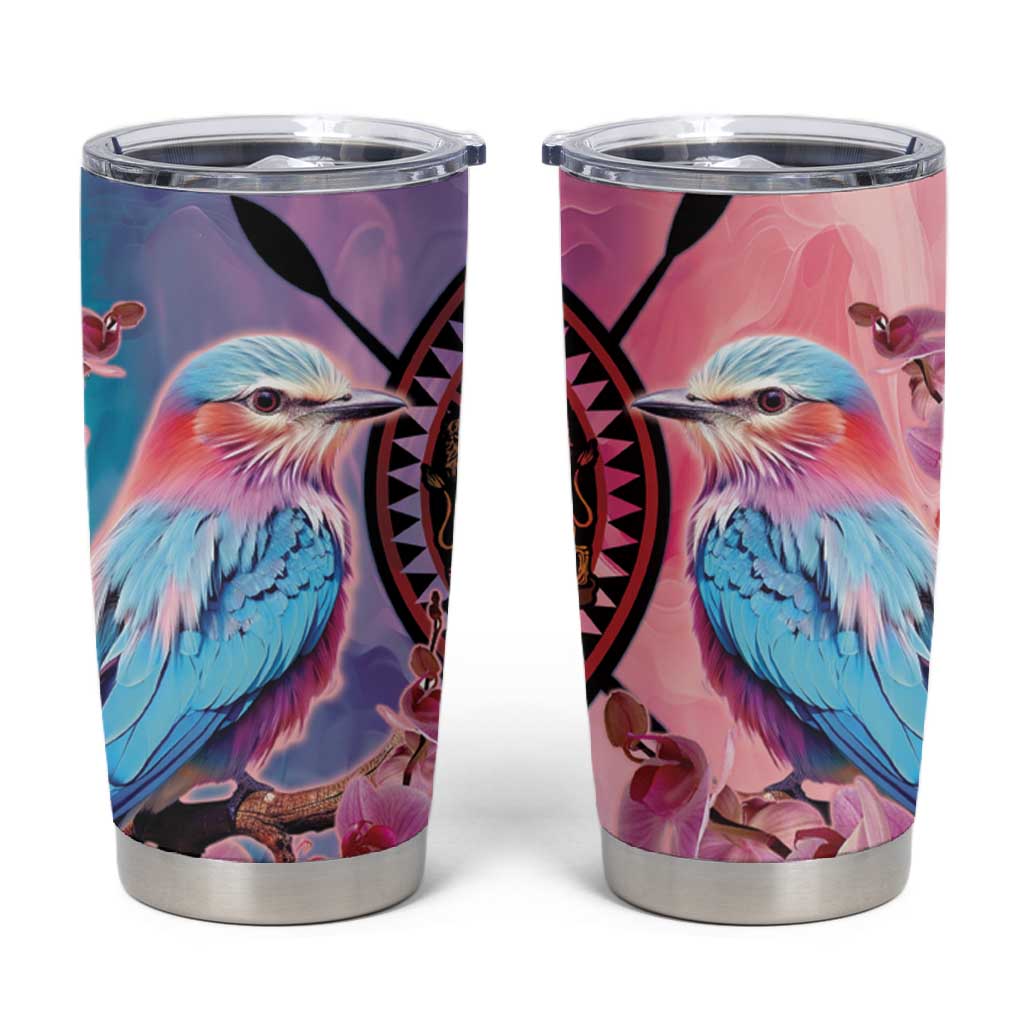 Kenya Lilac-Breasted Roller Tumbler Cup Coat Of Arms Mix Orchid LT14