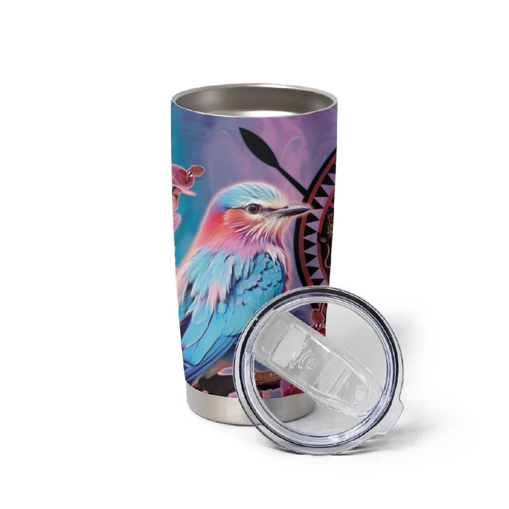 Kenya Lilac-Breasted Roller Tumbler Cup Coat Of Arms Mix Orchid LT14