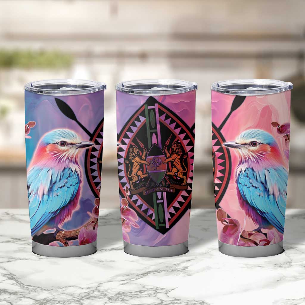 Kenya Lilac-Breasted Roller Tumbler Cup Coat Of Arms Mix Orchid LT14