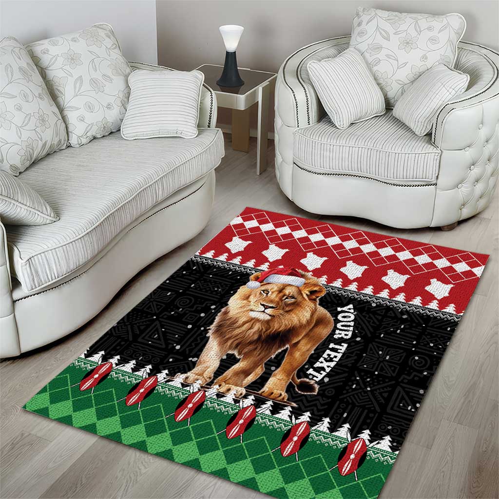 Personalized Kenya Christmas Area Rug Lion Santa - Heri Ya Krismasi! LT14