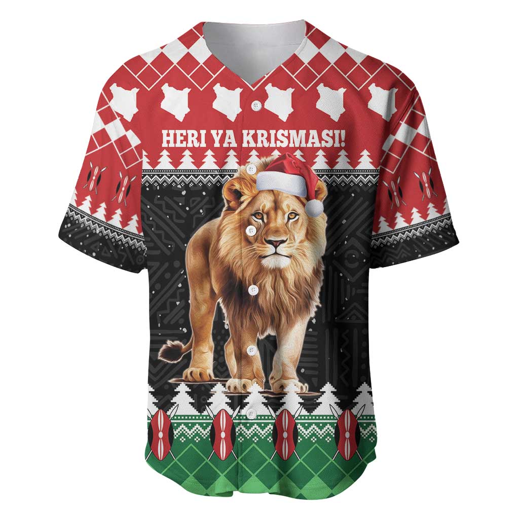 Personalized Kenya Christmas Baseball Jersey Lion Santa - Heri Ya Krismasi! LT14