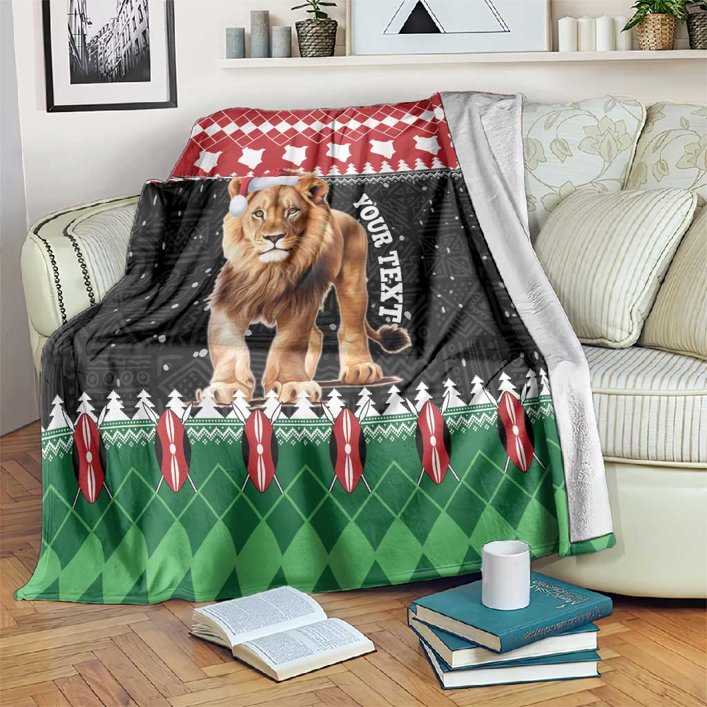 Personalized Kenya Christmas Blanket Lion Santa - Heri Ya Krismasi! LT14