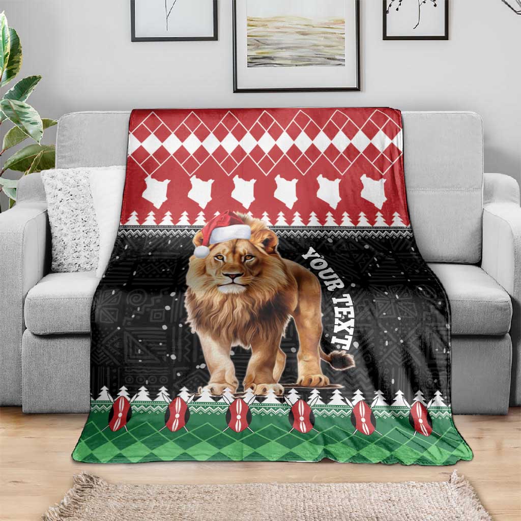 Personalized Kenya Christmas Blanket Lion Santa - Heri Ya Krismasi! LT14