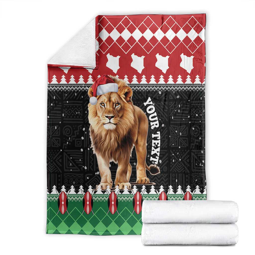 Personalized Kenya Christmas Blanket Lion Santa - Heri Ya Krismasi! LT14
