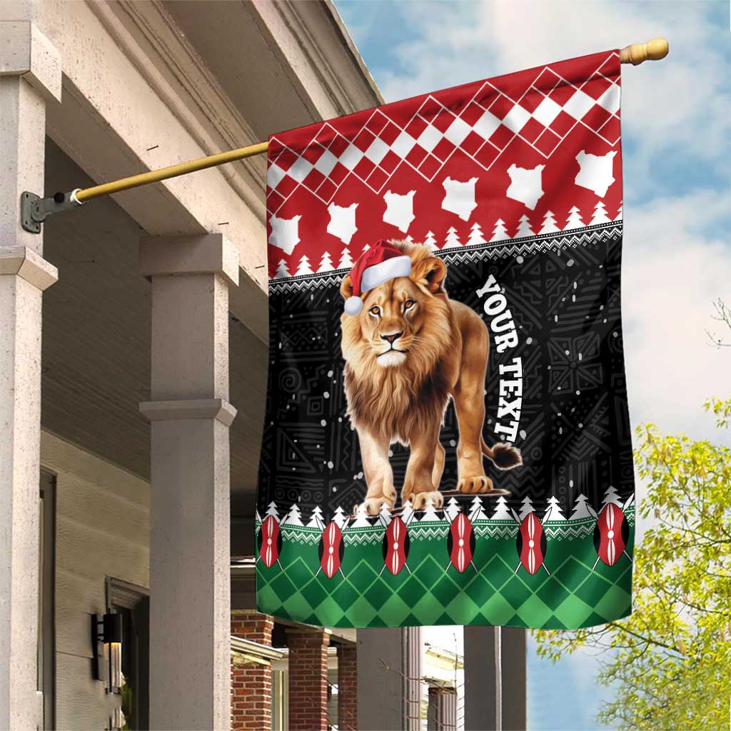 Personalized Kenya Christmas Garden Flag Lion Santa - Heri Ya Krismasi! LT14