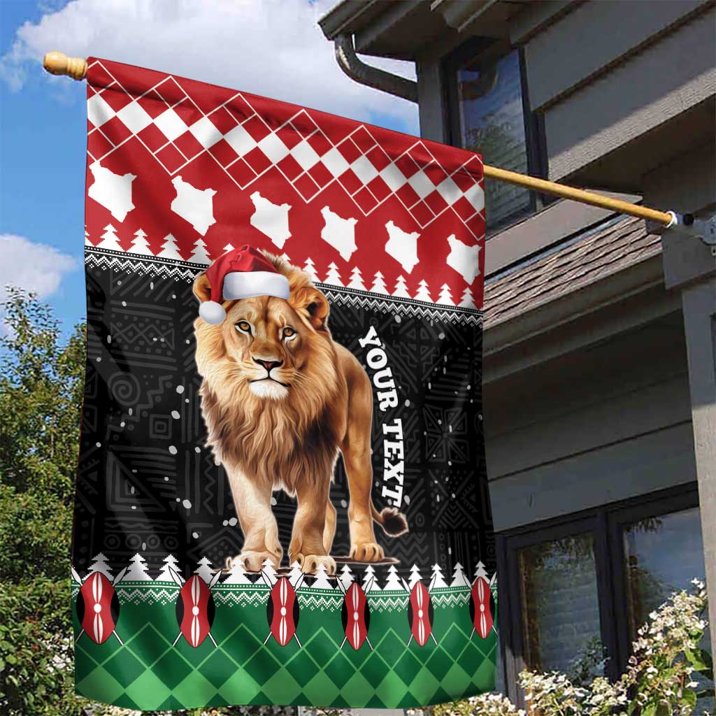 Personalized Kenya Christmas Garden Flag Lion Santa - Heri Ya Krismasi! LT14