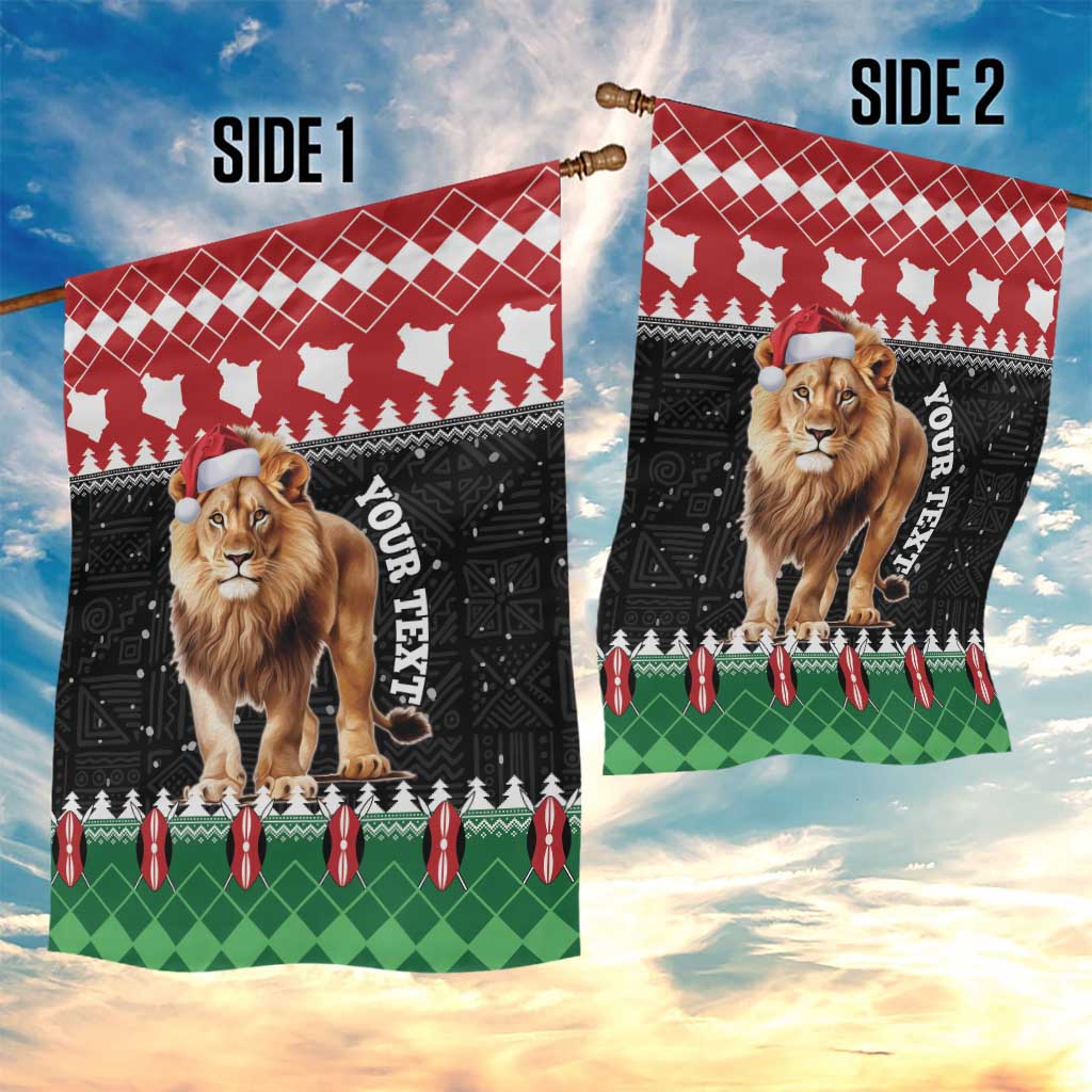 Personalized Kenya Christmas Garden Flag Lion Santa - Heri Ya Krismasi! LT14