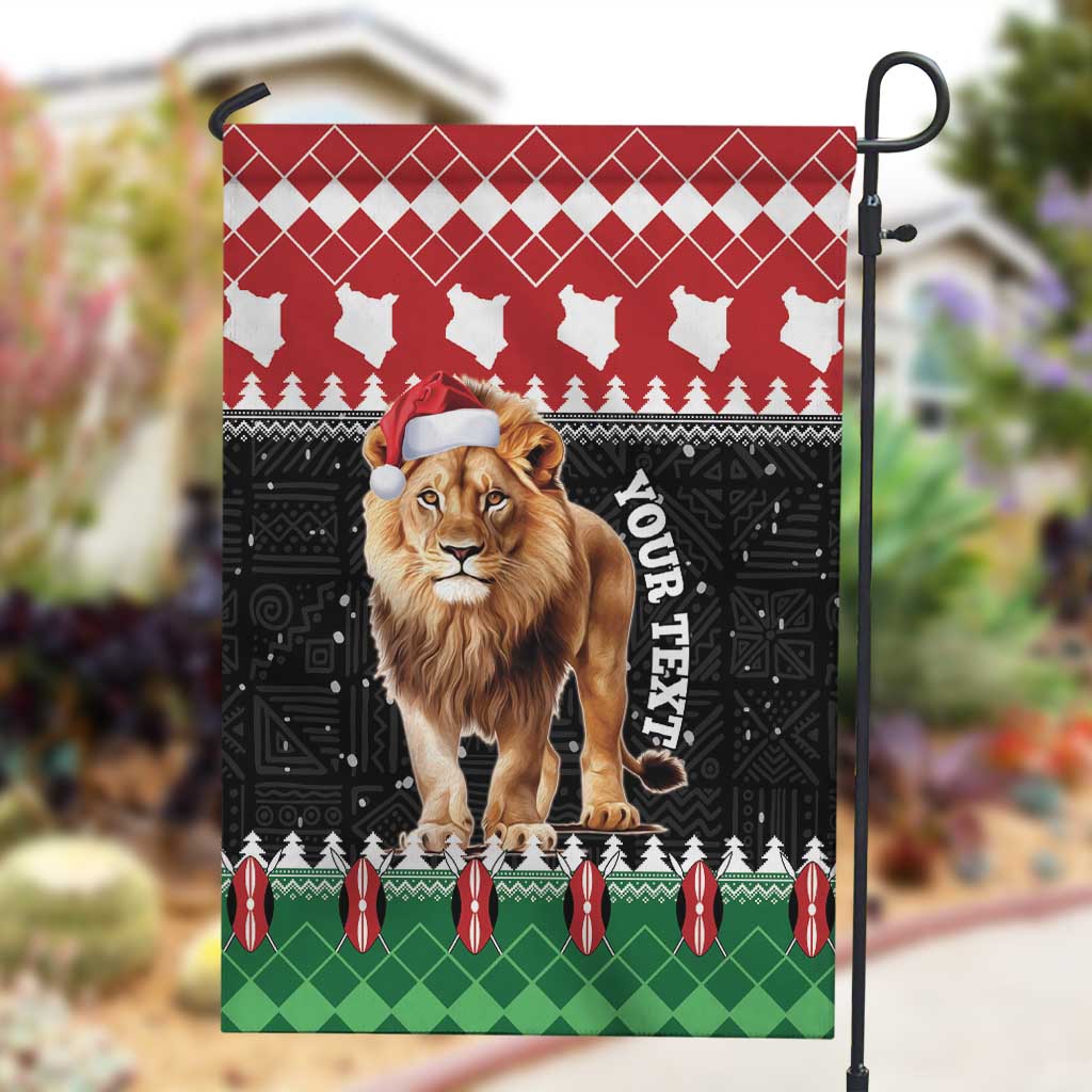 Personalized Kenya Christmas Garden Flag Lion Santa - Heri Ya Krismasi! LT14