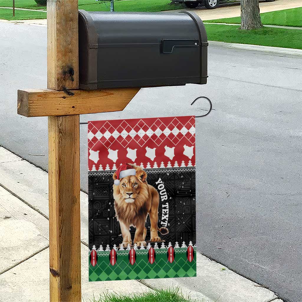 Personalized Kenya Christmas Garden Flag Lion Santa - Heri Ya Krismasi! LT14