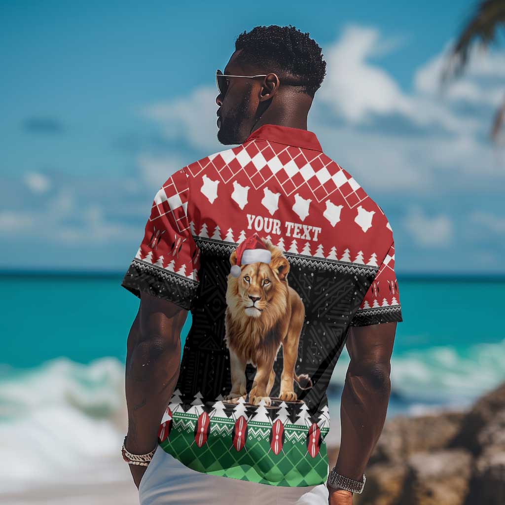 Personalized Kenya Christmas Hawaiian Shirt Lion Santa - Heri Ya Krismasi! LT14