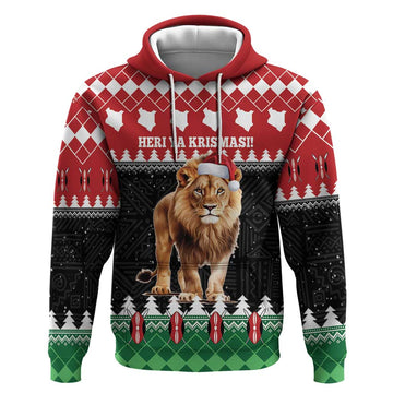 Personalized Kenya Christmas Hoodie Lion Santa - Heri Ya Krismasi! LT14