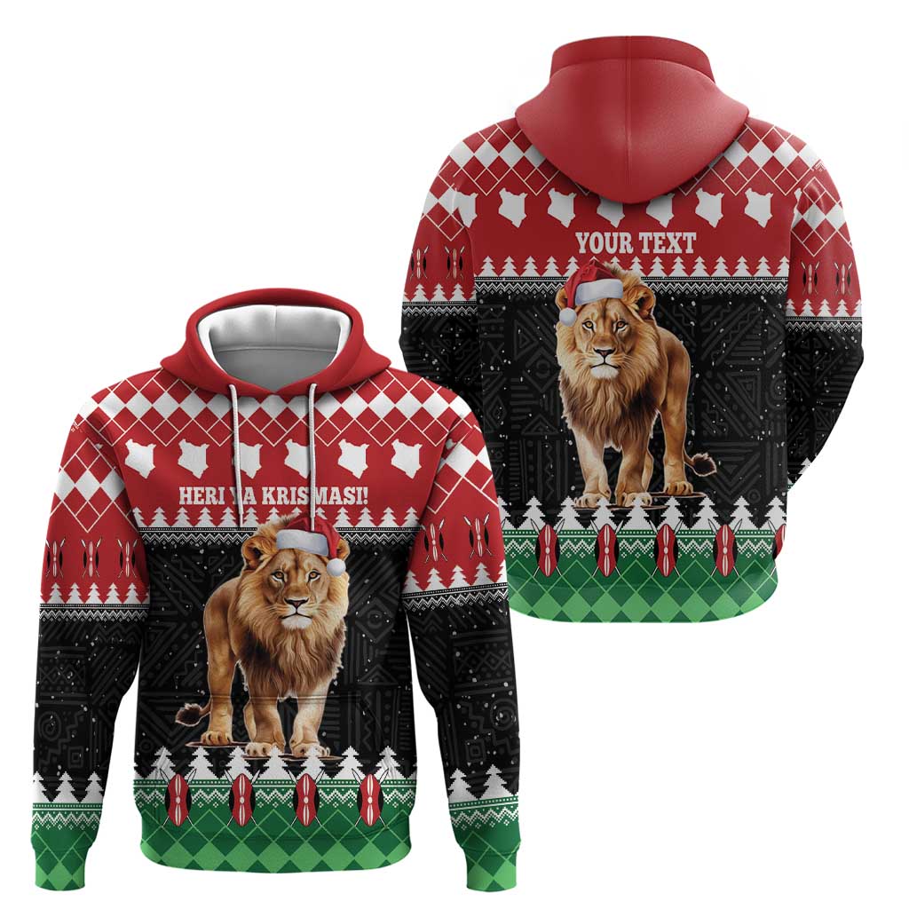 Personalized Kenya Christmas Hoodie Lion Santa - Heri Ya Krismasi! LT14