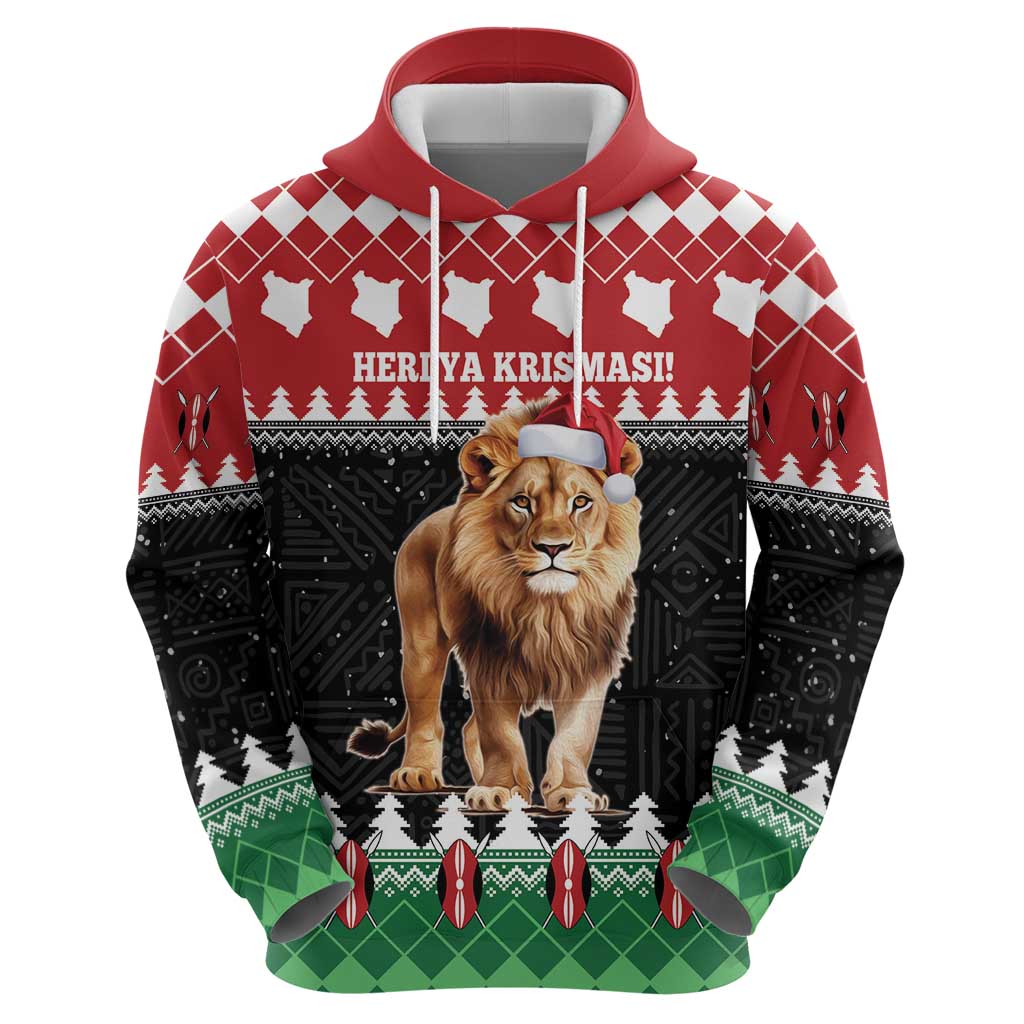 Personalized Kenya Christmas Hoodie Lion Santa - Heri Ya Krismasi! LT14