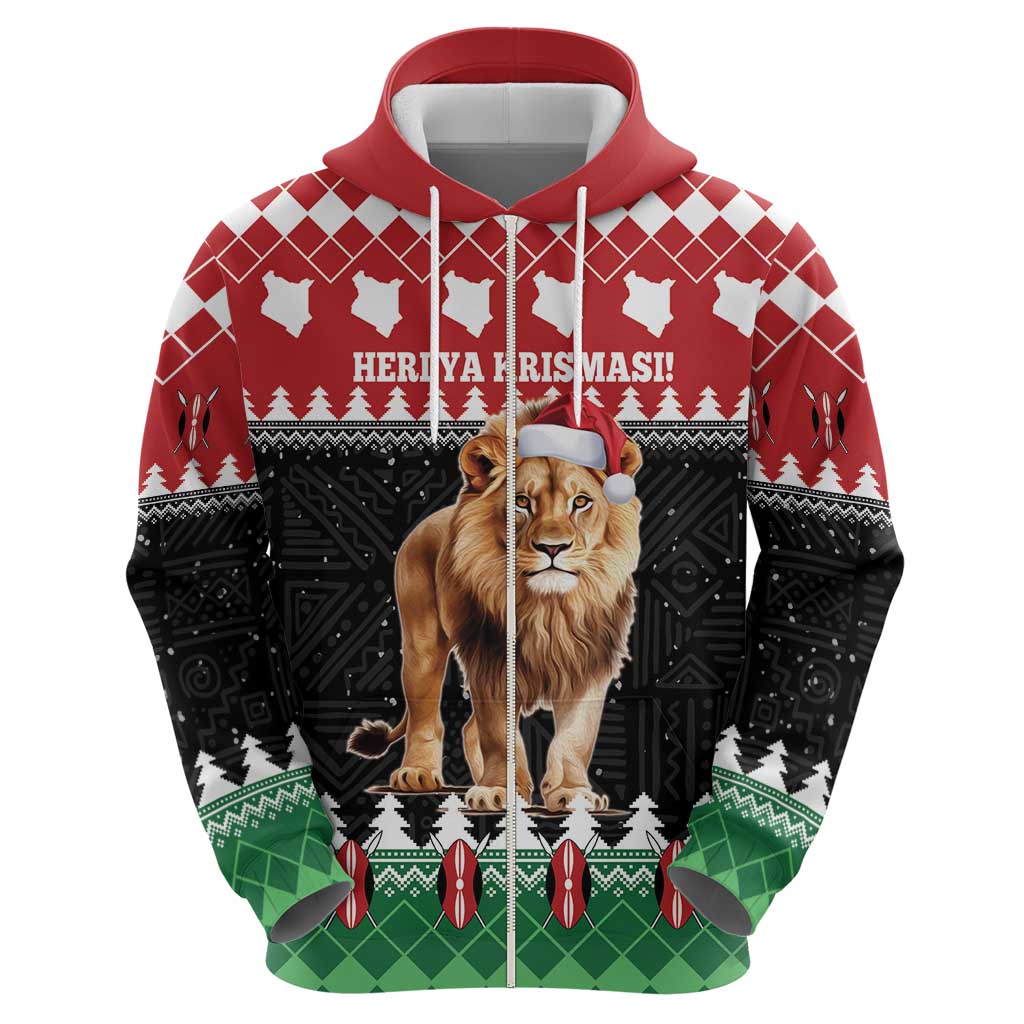 Personalized Kenya Christmas Hoodie Lion Santa - Heri Ya Krismasi! LT14