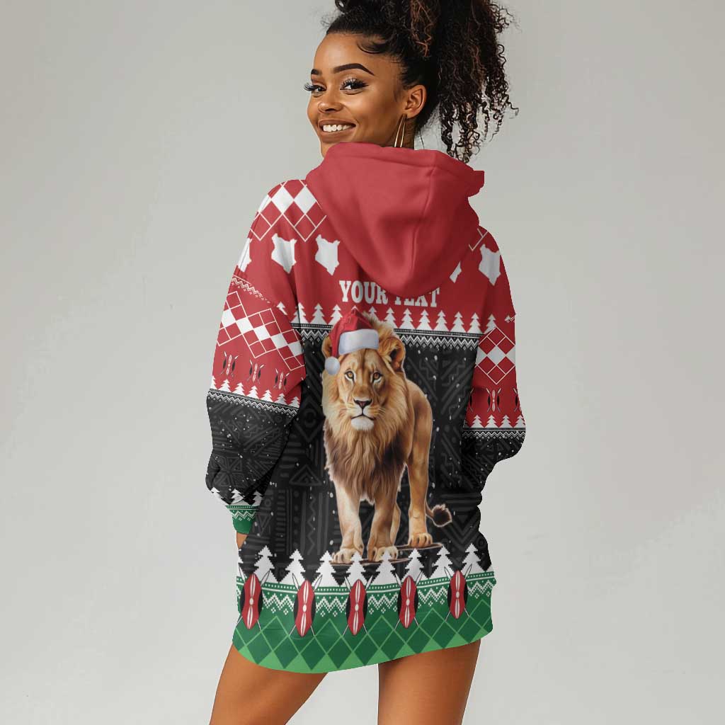 Personalized Kenya Christmas Hoodie Dress Lion Santa - Heri Ya Krismasi! LT14