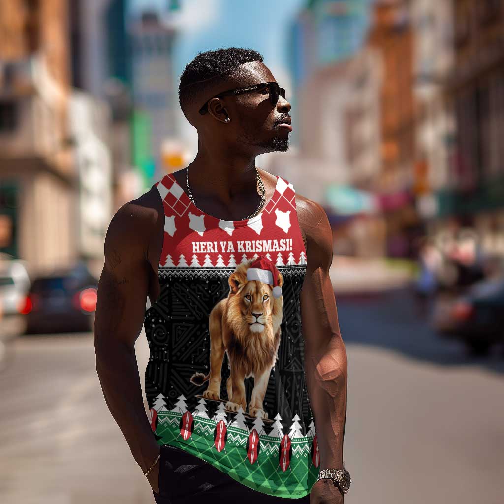 Personalized Kenya Christmas Men Tank Top Lion Santa - Heri Ya Krismasi! LT14