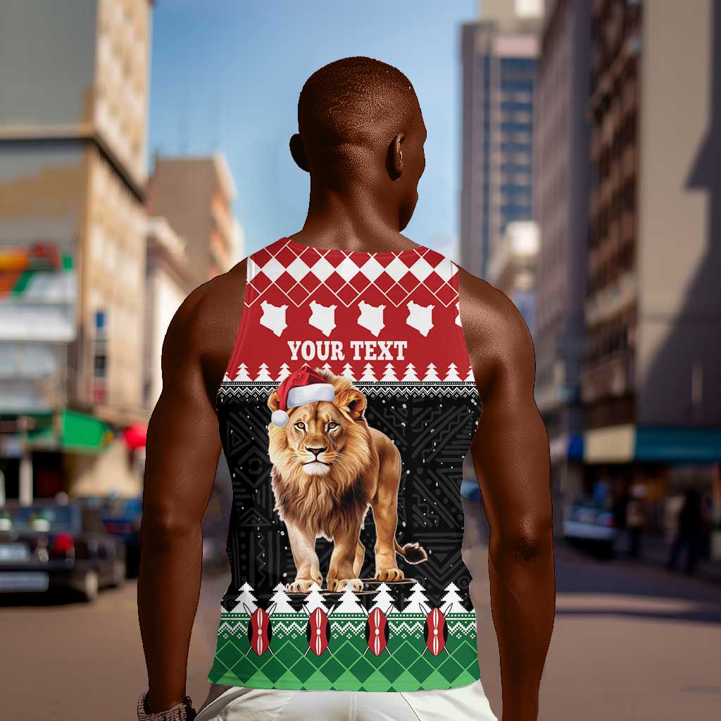 Personalized Kenya Christmas Men Tank Top Lion Santa - Heri Ya Krismasi! LT14
