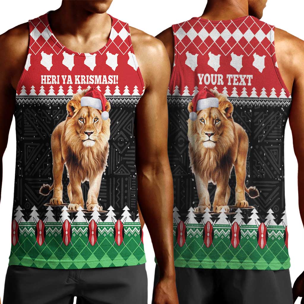 Personalized Kenya Christmas Men Tank Top Lion Santa - Heri Ya Krismasi! LT14