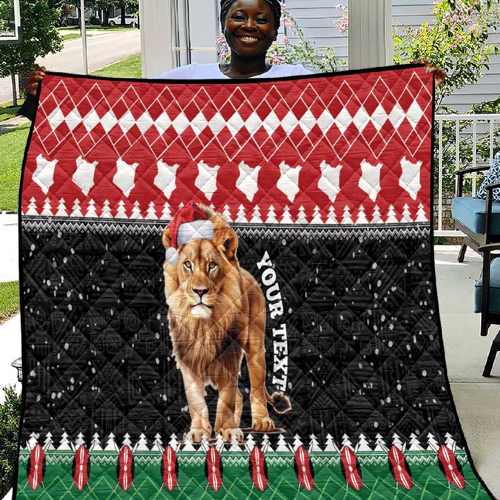 Personalized Kenya Christmas Quilt Lion Santa - Heri Ya Krismasi! LT14