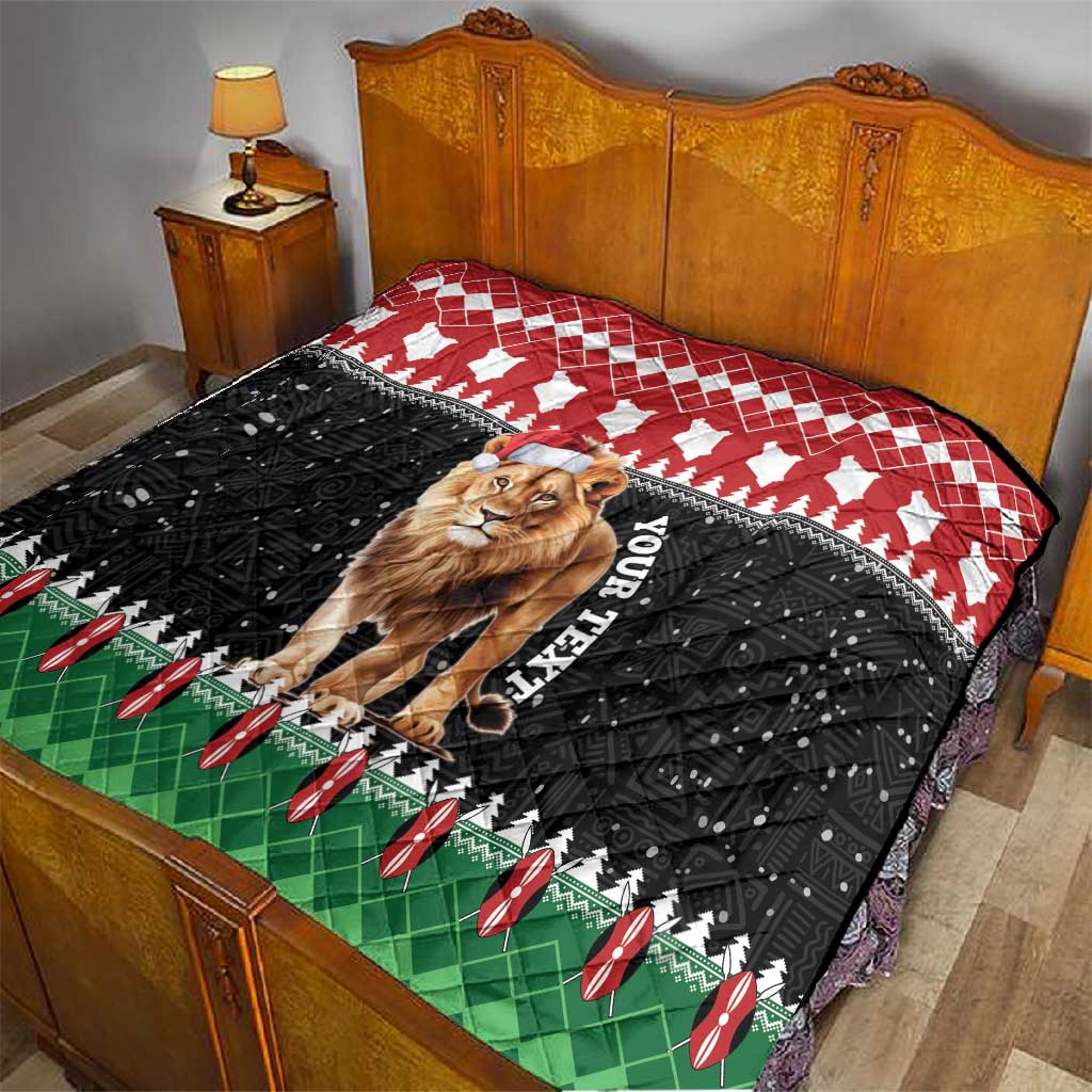 Personalized Kenya Christmas Quilt Lion Santa - Heri Ya Krismasi! LT14