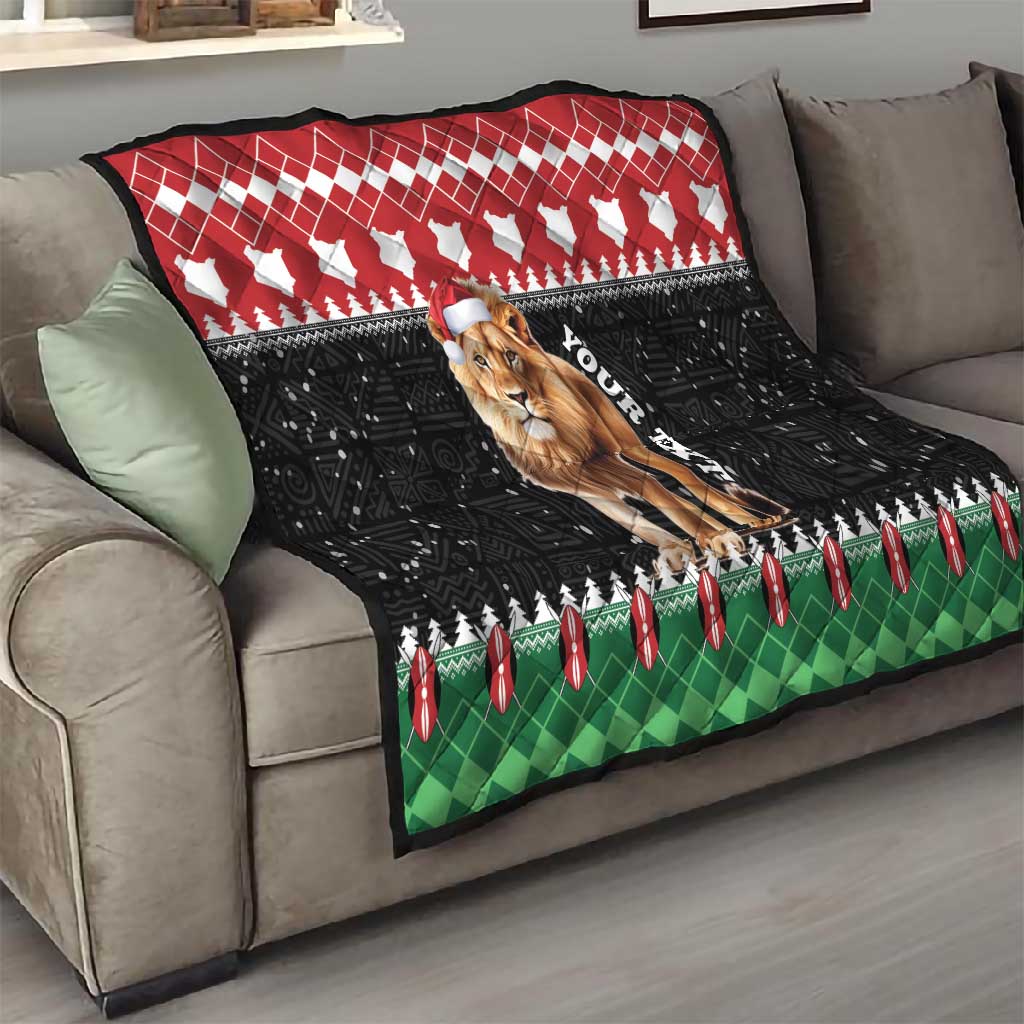 Personalized Kenya Christmas Quilt Lion Santa - Heri Ya Krismasi! LT14