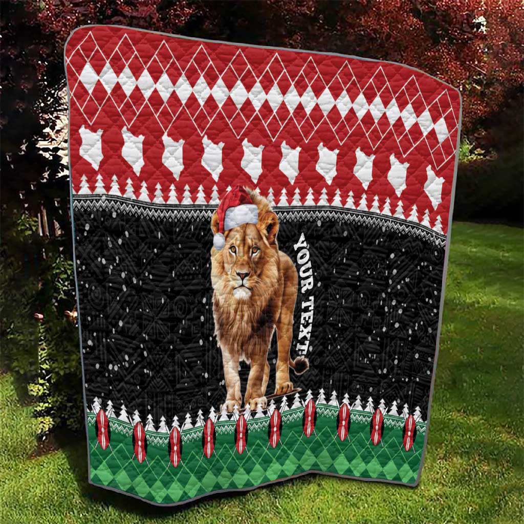 Personalized Kenya Christmas Quilt Lion Santa - Heri Ya Krismasi! LT14