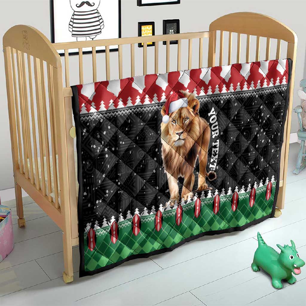 Personalized Kenya Christmas Quilt Lion Santa - Heri Ya Krismasi! LT14
