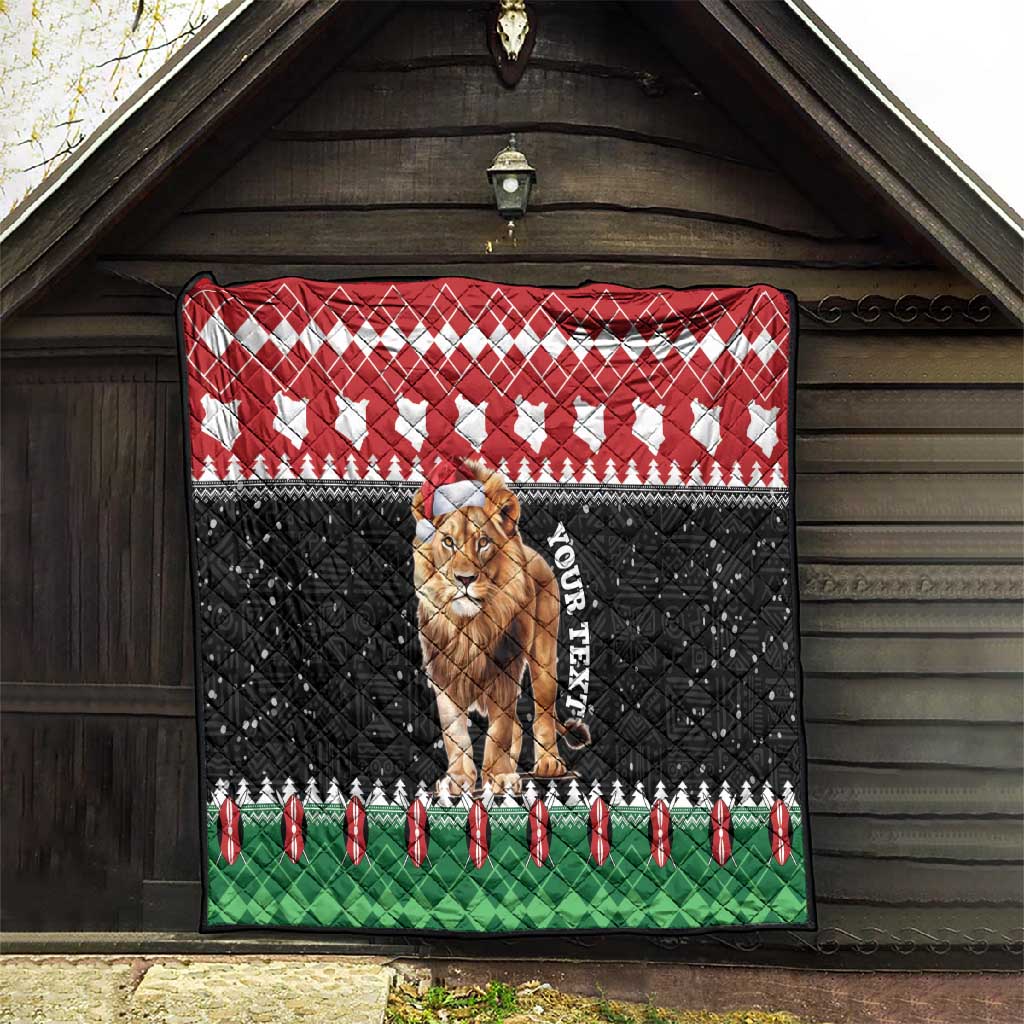 Personalized Kenya Christmas Quilt Lion Santa - Heri Ya Krismasi! LT14