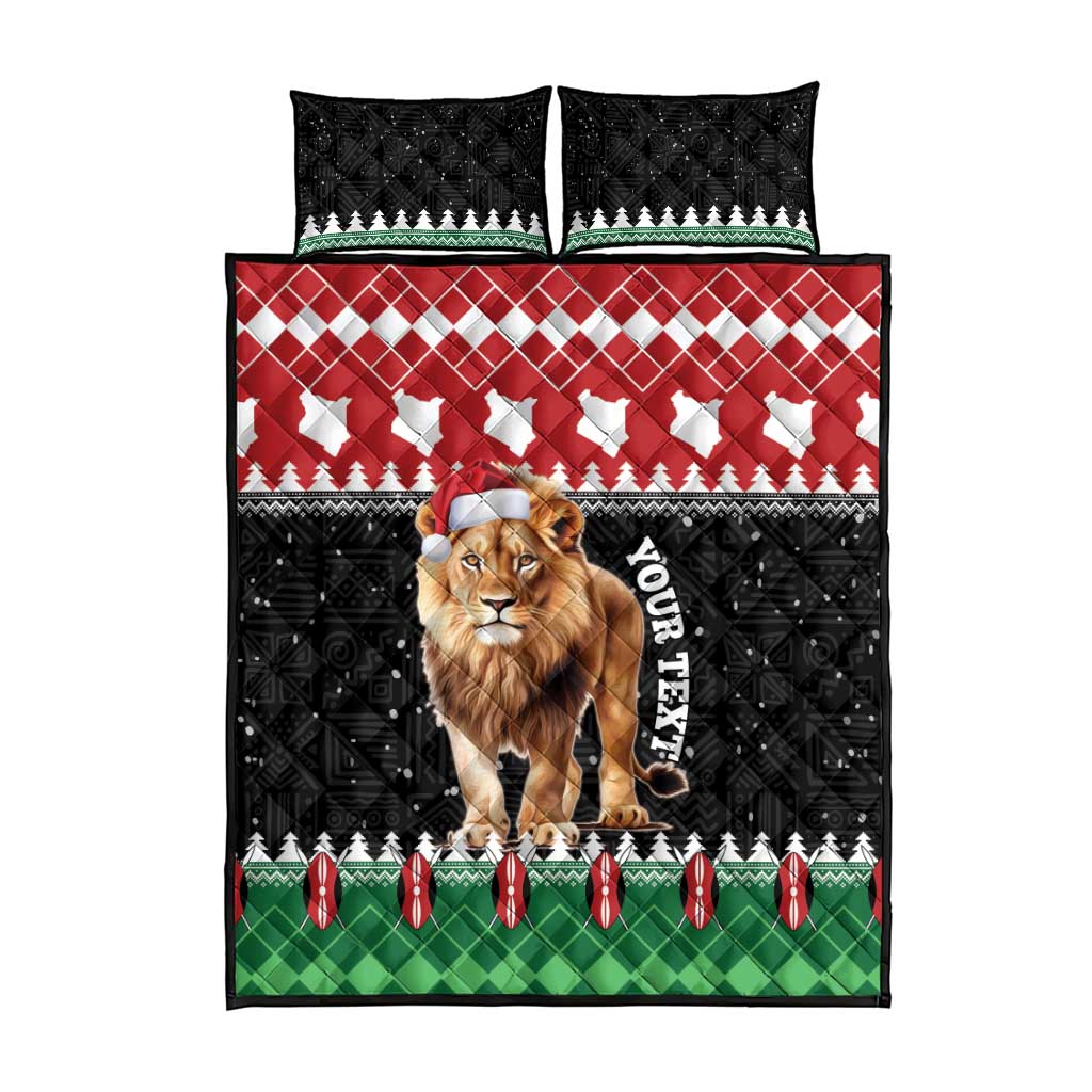 Personalized Kenya Christmas Quilt Bed Set Lion Santa - Heri Ya Krismasi! LT14