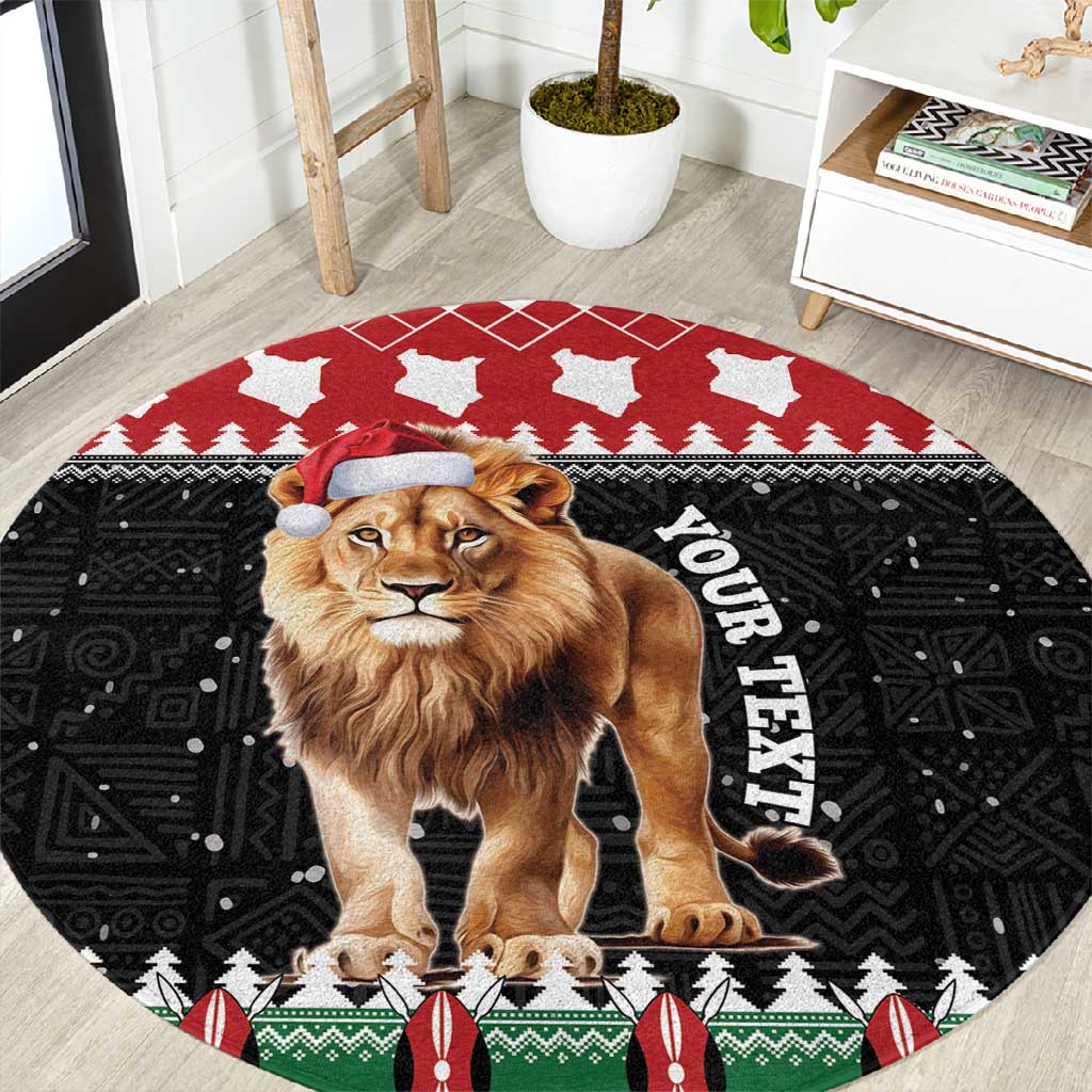 Personalized Kenya Christmas Round Carpet Lion Santa - Heri Ya Krismasi! LT14