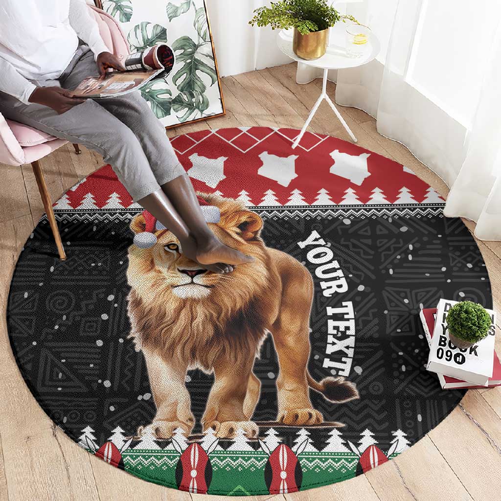 Personalized Kenya Christmas Round Carpet Lion Santa - Heri Ya Krismasi! LT14