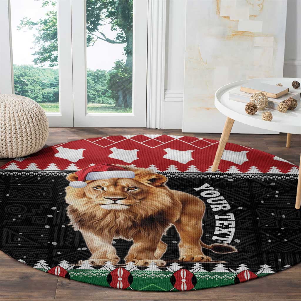 Personalized Kenya Christmas Round Carpet Lion Santa - Heri Ya Krismasi! LT14