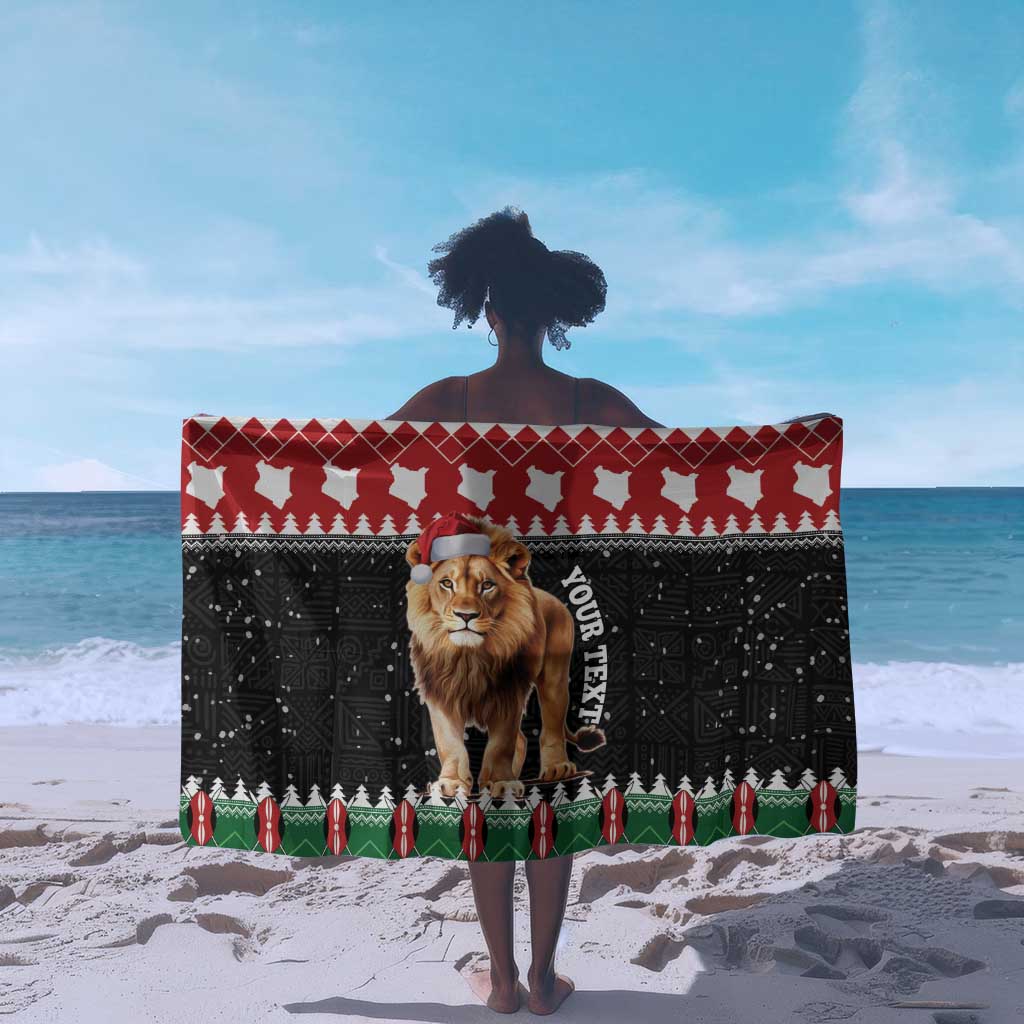 Personalized Kenya Christmas Sarong Lion Santa - Heri Ya Krismasi! LT14