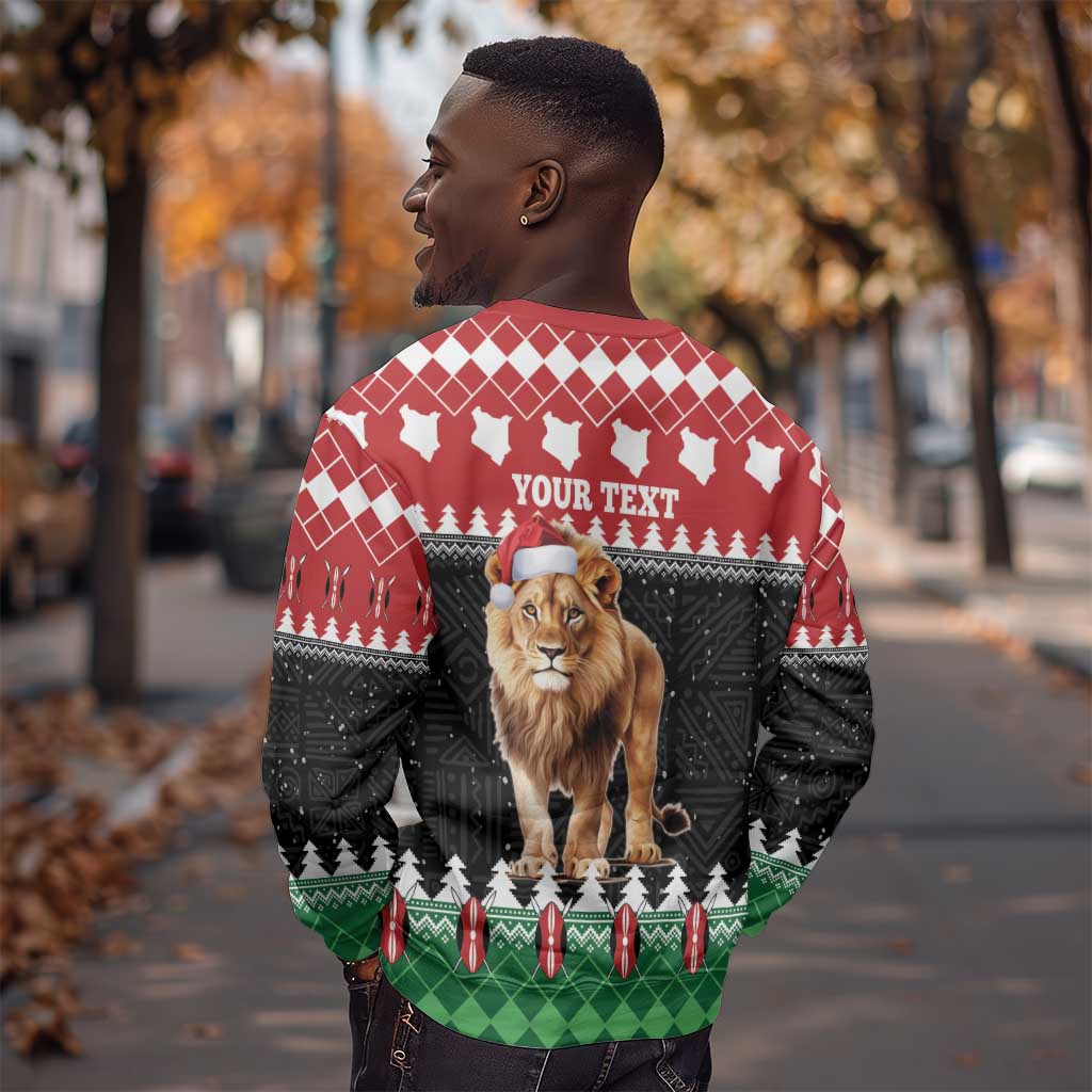 Personalized Kenya Christmas Sweatshirt Lion Santa - Heri Ya Krismasi! LT14