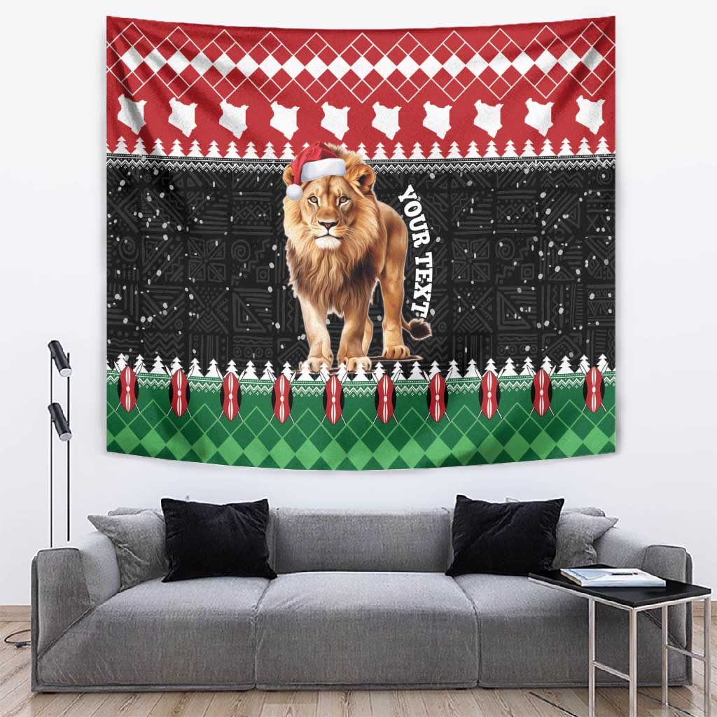 Personalized Kenya Christmas Tapestry Lion Santa - Heri Ya Krismasi! LT14