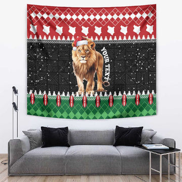 Personalized Kenya Christmas Tapestry Lion Santa - Heri Ya Krismasi! LT14