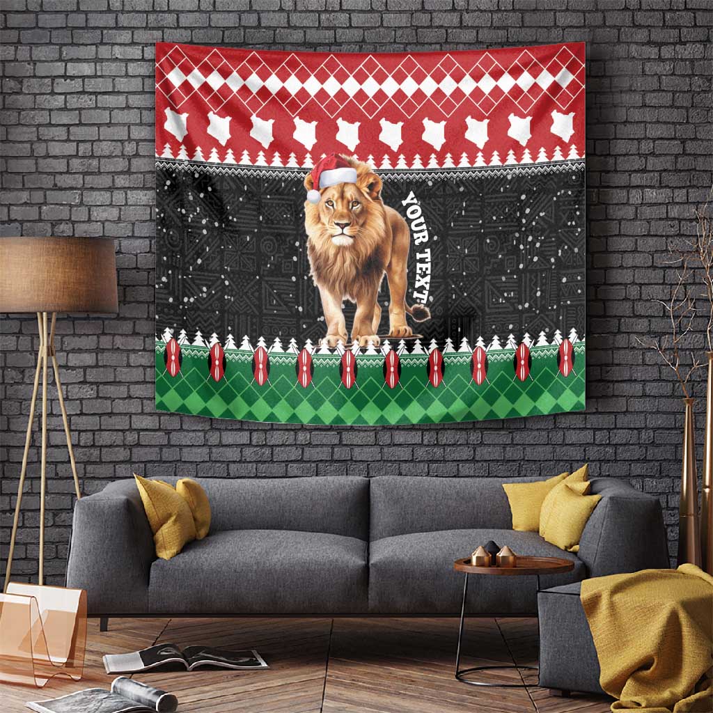 Personalized Kenya Christmas Tapestry Lion Santa - Heri Ya Krismasi! LT14