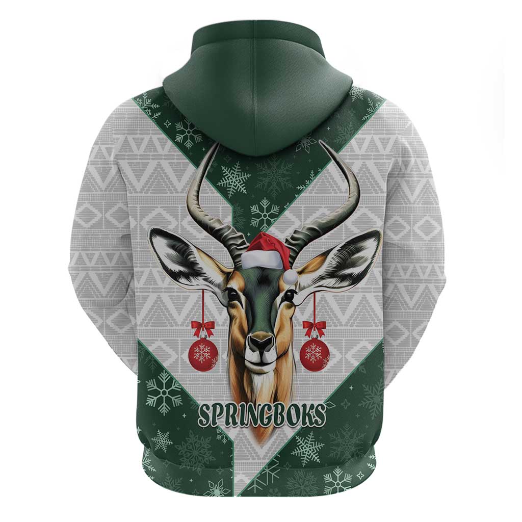 South Africa Springboks Christmas Hoodie Bokke Santa - Geseende Kersfees LT14