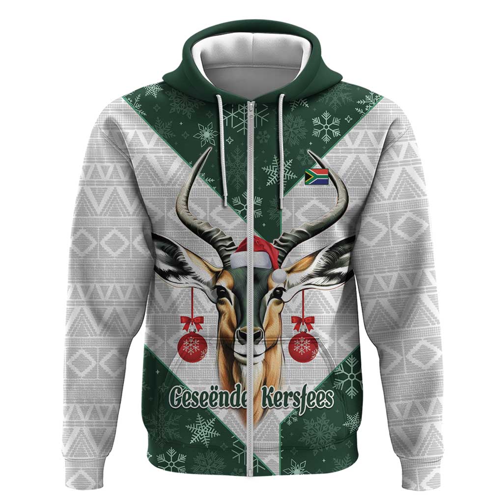 South Africa Springboks Christmas Hoodie Bokke Santa - Geseende Kersfees LT14