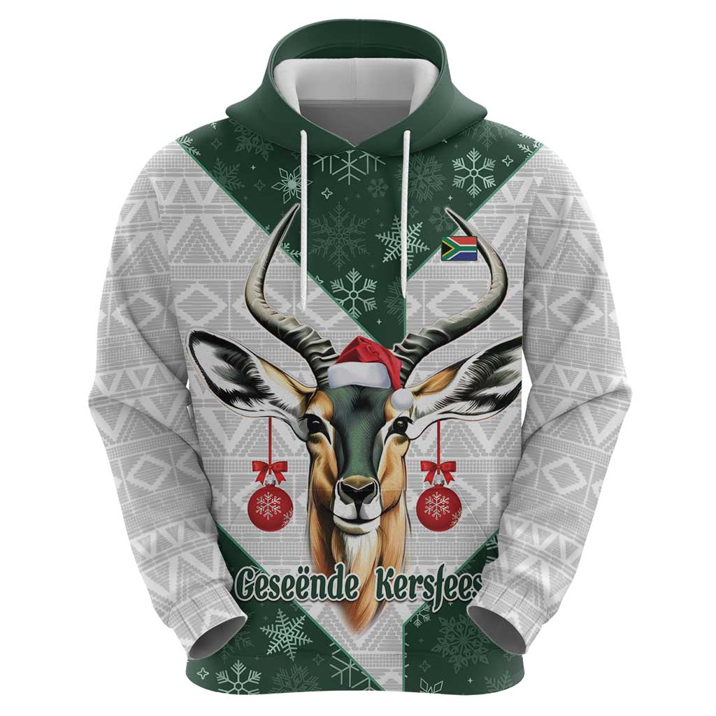 South Africa Springboks Christmas Hoodie Bokke Santa - Geseende Kersfees LT14