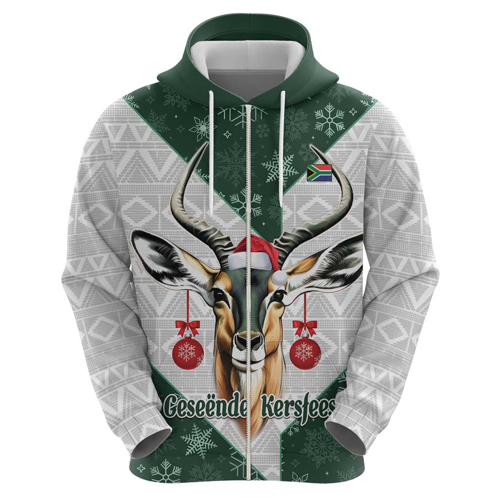 South Africa Springboks Christmas Hoodie Bokke Santa - Geseende Kersfees LT14