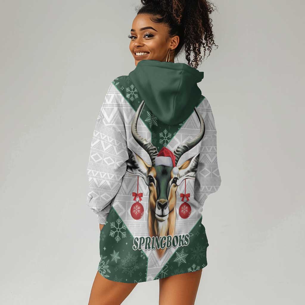 South Africa Springboks Christmas Hoodie Dress Bokke Santa - Geseende Kersfees LT14