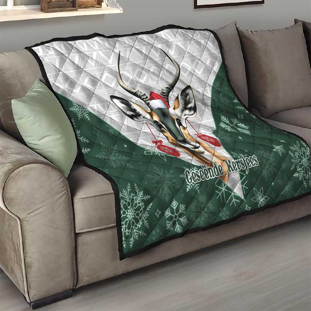 South Africa Springboks Christmas Quilt Bokke Santa - Geseende Kersfees LT14