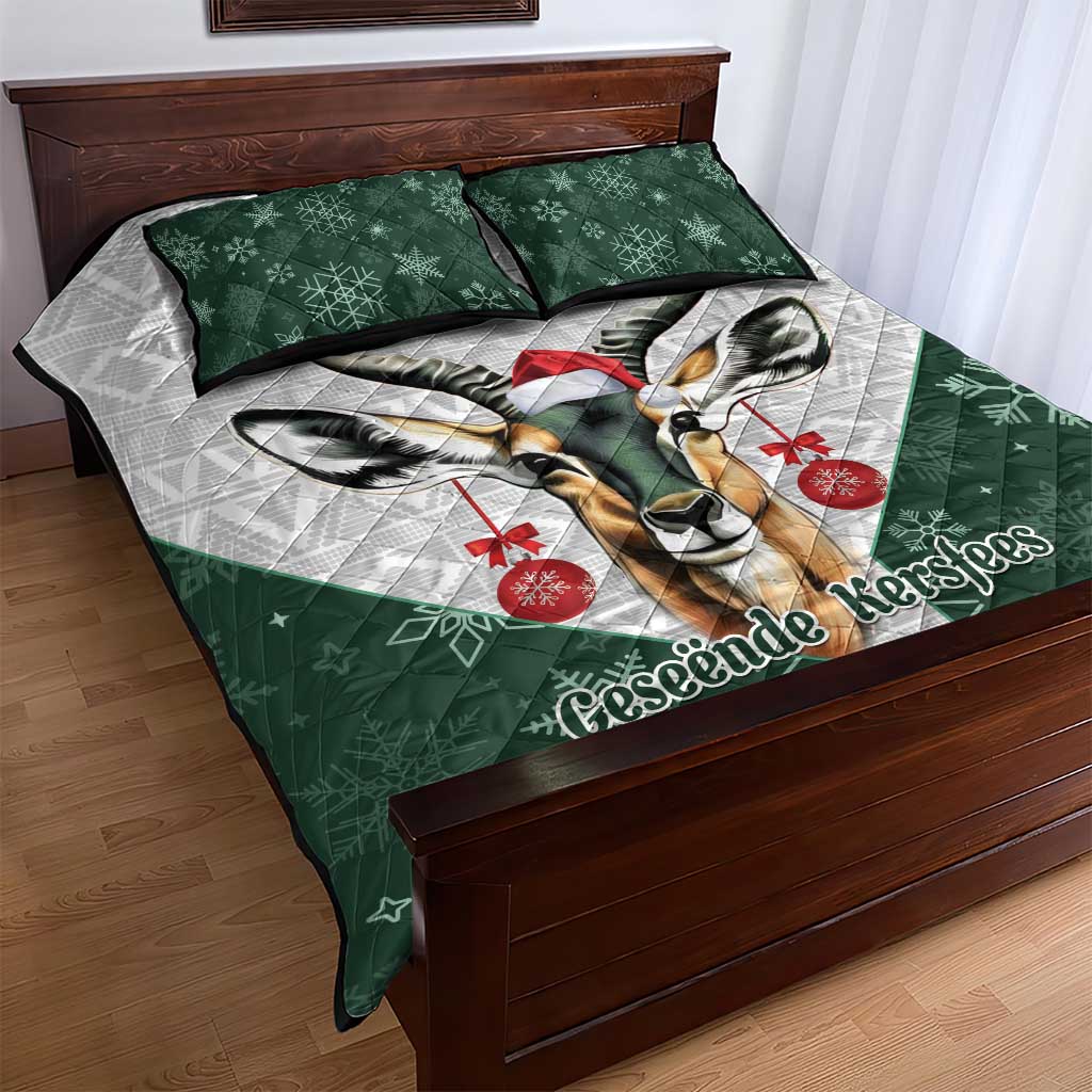 South Africa Springboks Christmas Quilt Bed Set Bokke Santa - Geseende Kersfees LT14